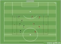 Juego de 5 contra 5 con derribo de conos